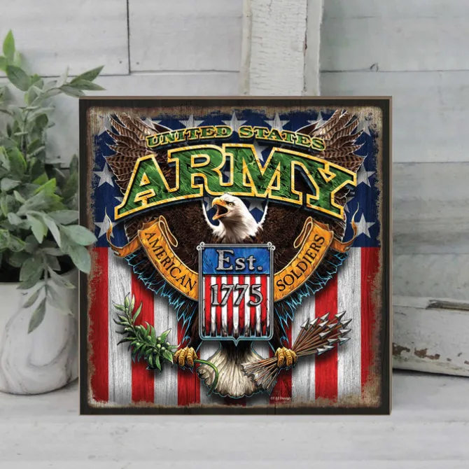 Army Fighting Eagle 10 x 10 inch Wall Sign
