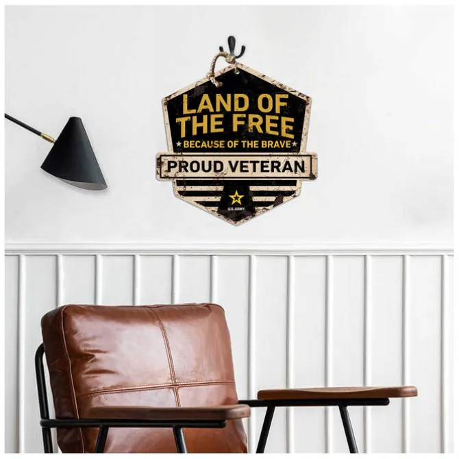 Army Land of the Free Rustic Badge 20 x 20 inch Sign