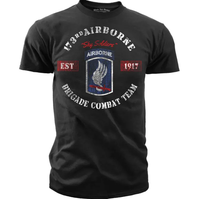 Army T-Shirt - US Army 173rd Airborne - Retro - Black Ink Mens T-Shirt