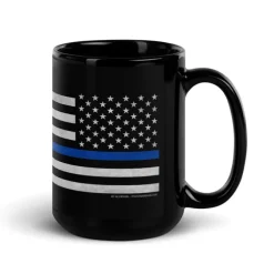 Blue Line Flag Law Enforcement Support 15oz Coffee Mug