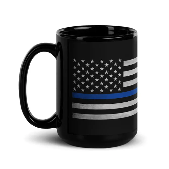 Blue Line Flag Law Enforcement Support 15oz Coffee Mug
