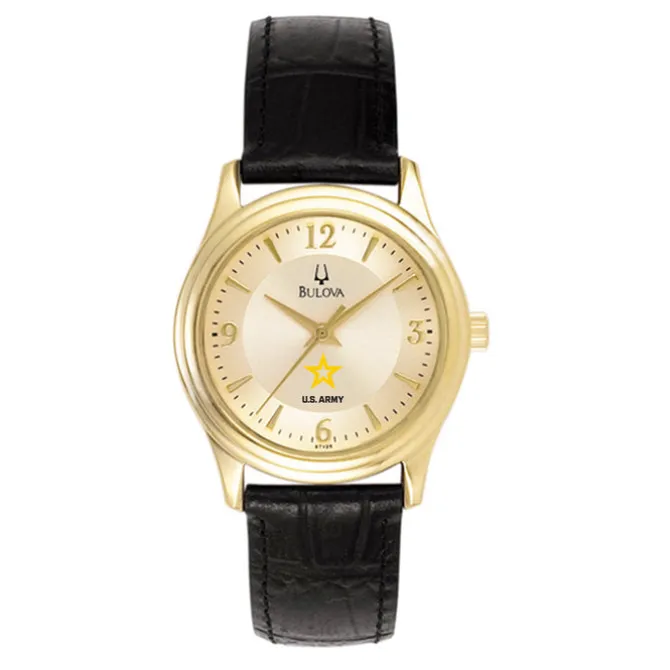 Bulova Army Women's Gold-Tone Watch Leather Strap