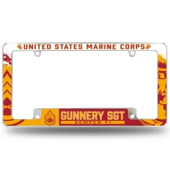 7.62 Design Marine Corps E-7 Gunnery Sergeant USMC License Plate Frame - Officially Licensed