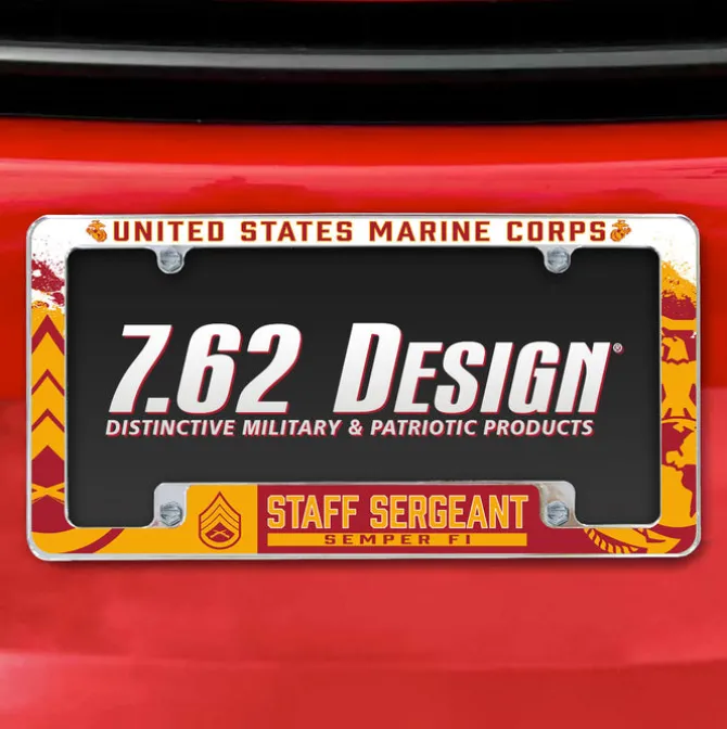 7.62 Design Marine Corps E-6 Staff Sergeant USMC License Plate Frame - Officially Licensed