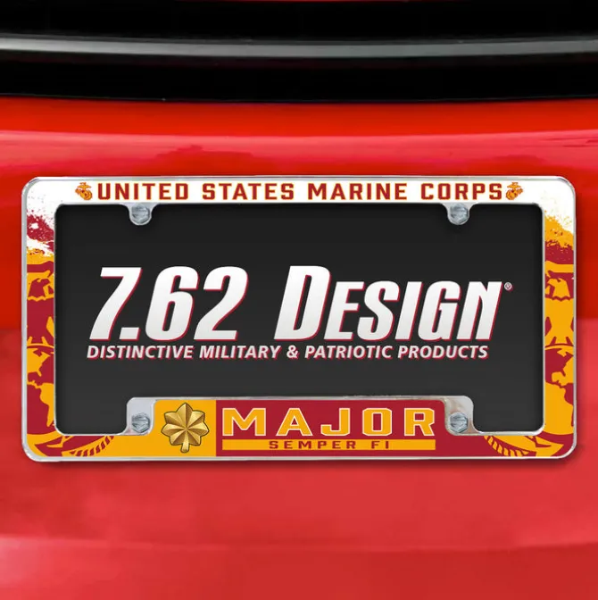 7.62 Design Marine Corps O-4 Major USMC License Plate Frame - Officially License