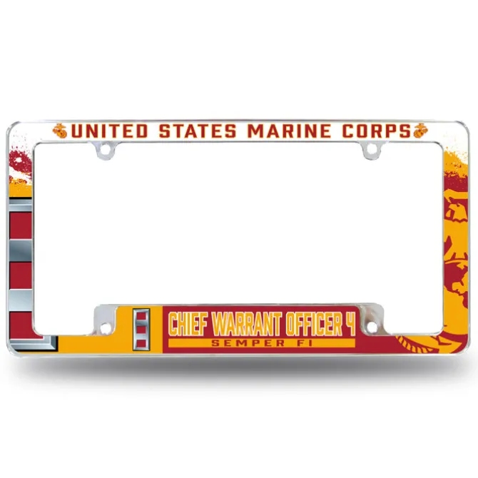 7.62 Design Marine Corps W-4 Chief Warrant Officer 4 USMC License Plate Frame - Officially License