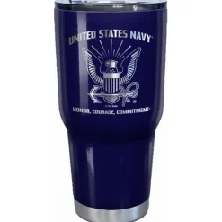 7.62 Design U.S. Navy Logo Laser Etched 32oz Travel Mug - Officially Licensed
