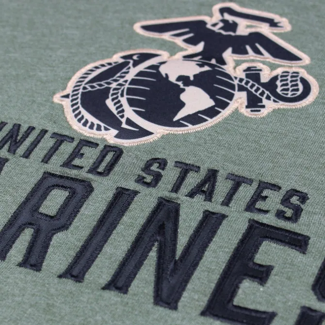 7.62 Design USMC Heather Green Applique Unisex Hoodie