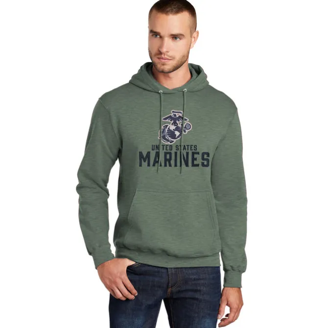 7.62 Design USMC Heather Green Applique Unisex Hoodie