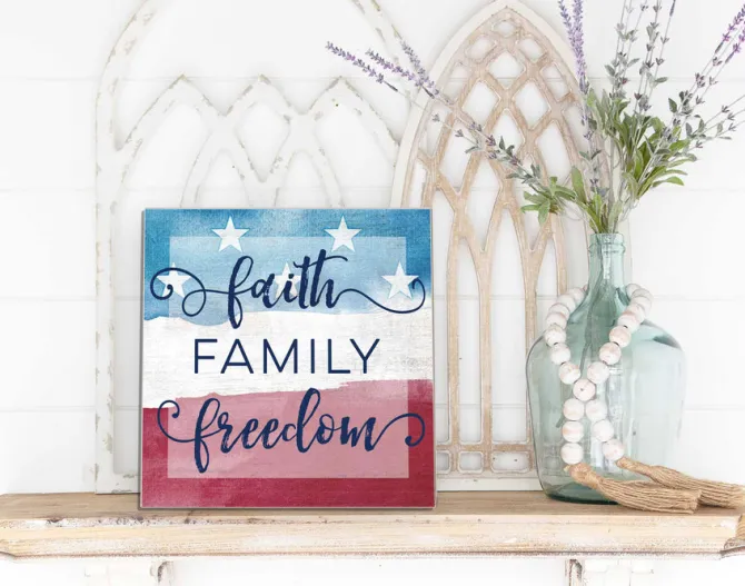 Faith Family Freedom 10 x 10 inch Wall Sign