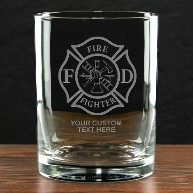Firefighter & First Responders Personalized 14 oz. Double Old Fashioned Glass