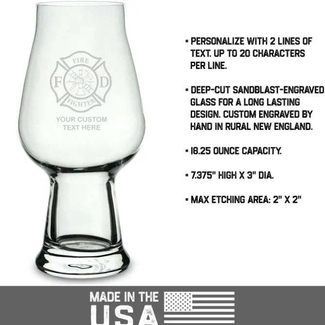 Firefighter & First Responders Personalized 18 oz. IPA Beer Glass