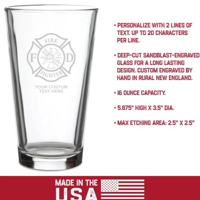 Firefighter & First Responders 'Build Your Glass' Personalized Pint Glass