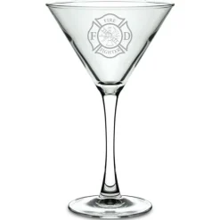 Firefighter Maltese Cross 10 oz. Martini Glass