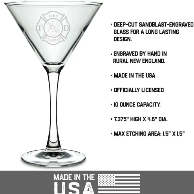 Firefighter Maltese Cross 10 oz. Martini Glass