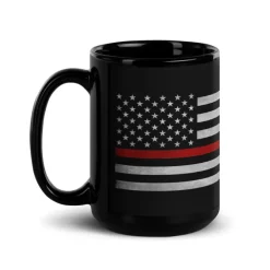 Firefighter Red Line Flag 15oz Coffee Mug