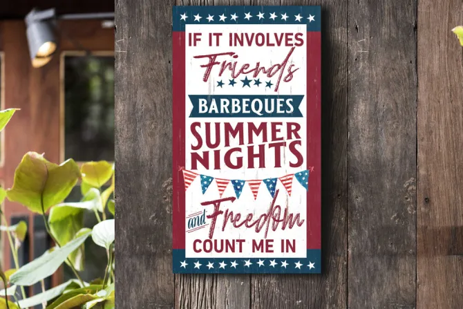 Friends BBQ & Summer Nights 11 x 20 inch PVC Sign- Made In The USA