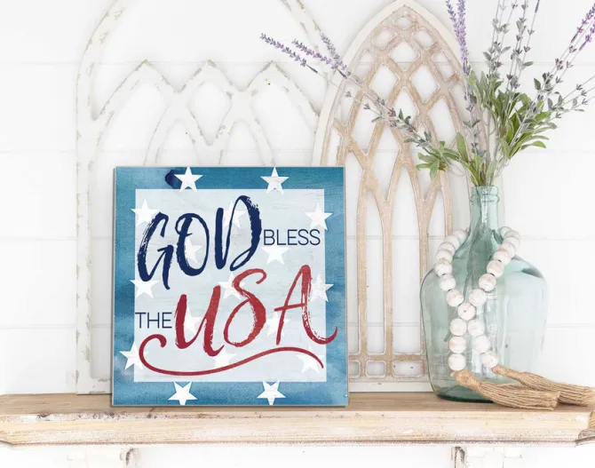 God Bless The USA 10 x 10 inch Wall Sign (Copy)