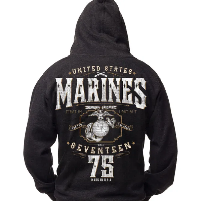 Marines Hoodie - USMC - Seventeen 75 Sweatshirt - Men's and Lady's Marines Hoodie