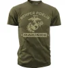 Men's Marines T-Shirt - United States Marines Semper Fidelis Retro Men's USMC Olive