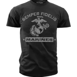 Men's Marines T-Shirt - United States Marines Semper Fidelis Retro Men's USMC Olive