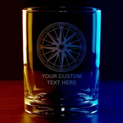 Nautical Compass Personalized 14 oz. Double Old Fashioned Whiskey Glass