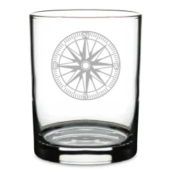 Nautical Compass Personalized 14 oz. Double Old Fashioned Whiskey Glass