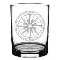Nautical Compass Personalized 14 oz. Double Old Fashioned Whiskey Glass