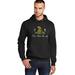 2nd Amendment Don't Tread On Me Applique Heather Black Unisex Patriotic Hoodie