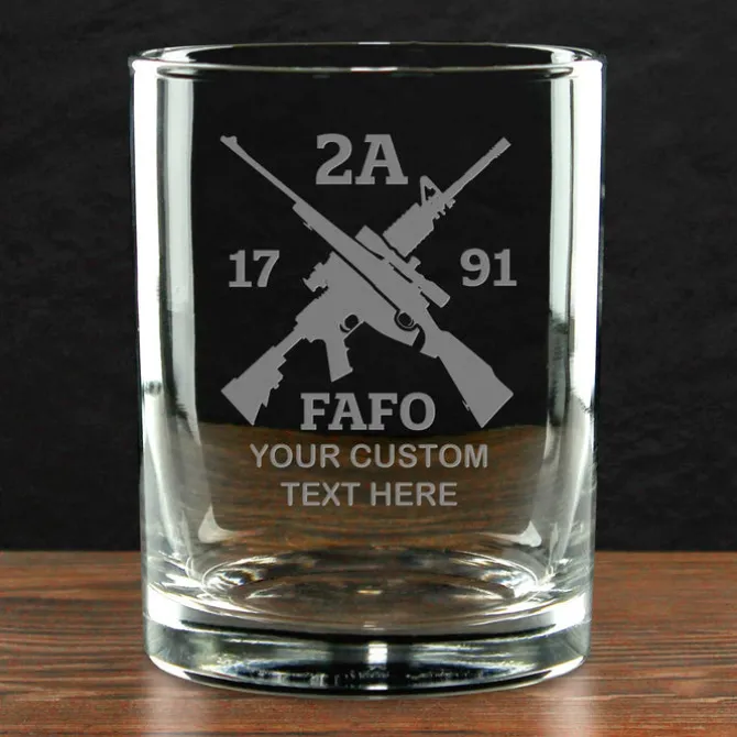 2nd Amendment Personalized 14 oz. Double Old Fashioned Glass - Made in the USA