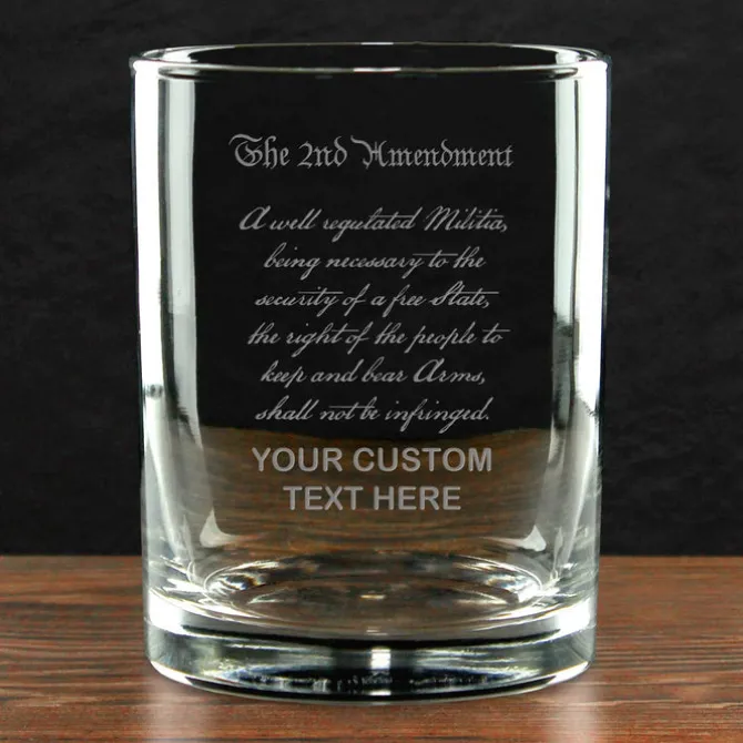 2nd Amendment Personalized 14 oz. Double Old Fashioned Glass - Made in the USA