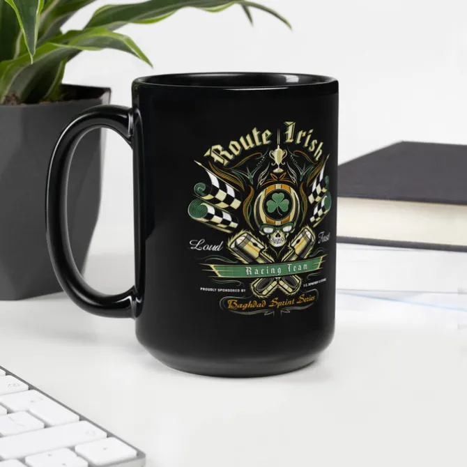 OIF/OEF Veteran Route Irish Black Glossy 15oz Mug