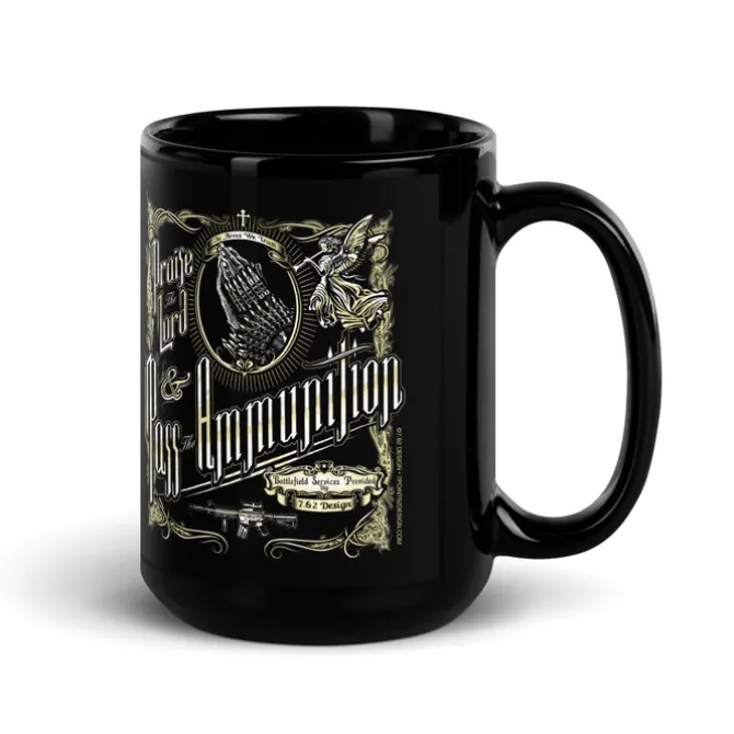 Praise The Lord & Pass The Ammo Patriotic 15oz Coffee Mug by 7.62 Design
