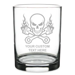Skull & Pistons Racing Personalized 14 oz. Double Old Fashioned Whiskey Glass
