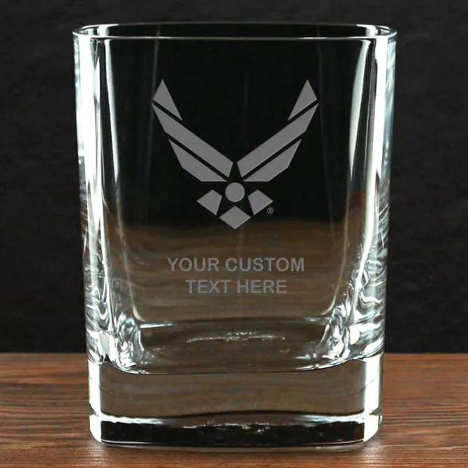 US Air Force 'Build Your Glass' Personalized 11.5 oz. Square Double Old Fashioned Glass