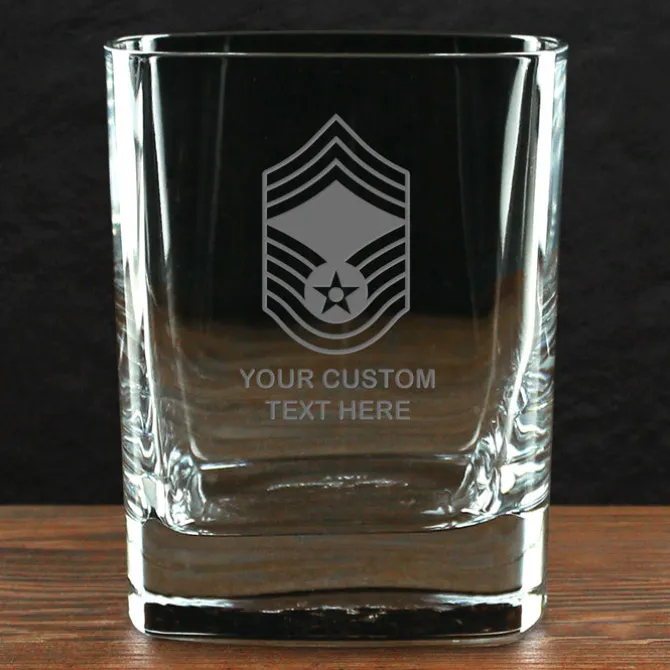 US Air Force 'Build Your Glass' Personalized 11.5 oz. Square Double Old Fashioned Glass
