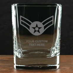 US Air Force 'Build Your Glass' Personalized 11.5 oz. Square Double Old Fashioned Glass