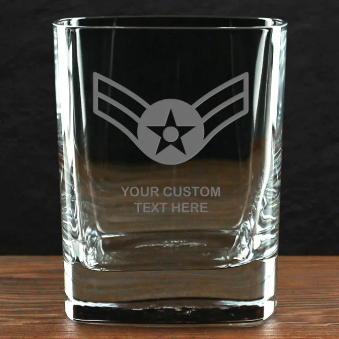 US Air Force 'Build Your Glass' Personalized 11.5 oz. Square Double Old Fashioned Glass