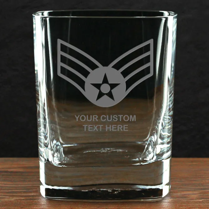 US Air Force 'Build Your Glass' Personalized 11.5 oz. Square Double Old Fashioned Glass