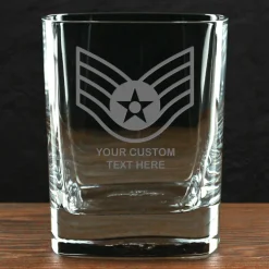 US Air Force 'Build Your Glass' Personalized 11.5 oz. Square Double Old Fashioned Glass