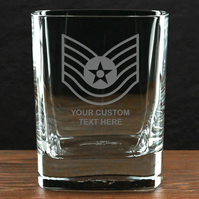 US Air Force 'Build Your Glass' Personalized 11.5 oz. Square Double Old Fashioned Glass