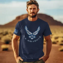 US Air Force 'Flight' 7.62 Design Men's T-Shirt Navy