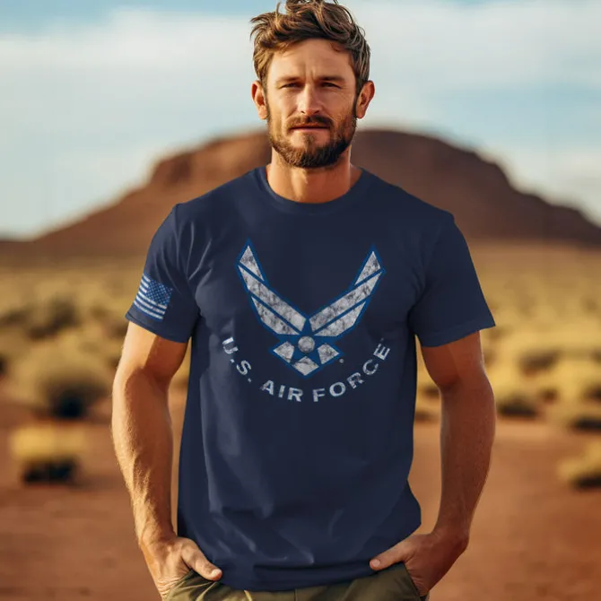 US Air Force 'Flight' 7.62 Design Men's T-Shirt Navy