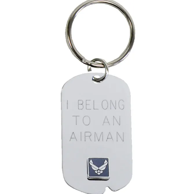 US Air Force 'I Belong' Crest Craft Dog Tag Keychain