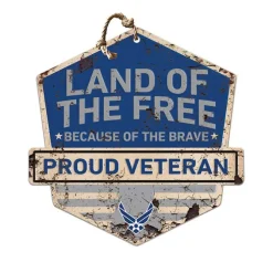U.S. Air Force Land of the Free Veteran Rustic Badge 20 x 20 inch Sign