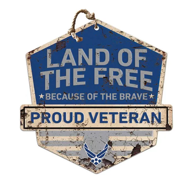 U.S. Air Force Land of the Free Veteran Rustic Badge 20 x 20 inch Sign
