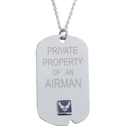 US Air Force 'Property Of' Crest Craft Dog Tag Necklace