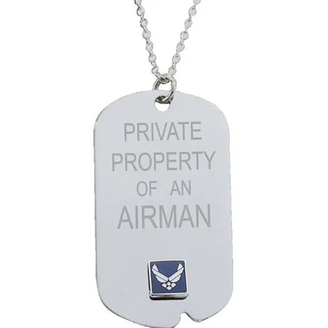 US Air Force 'Property Of' Crest Craft Dog Tag Necklace