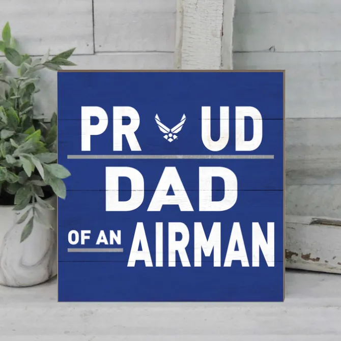 U.S. Air Force Proud Dad 10 x 10 inch Wood Sign - Made In The USA