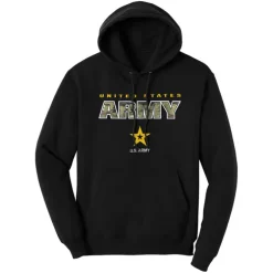 U.S. Army Camo Text Applique Black Unisex Hoodie